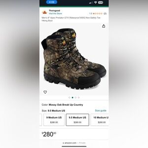 Hole in left boot almost brand new tred on bottom